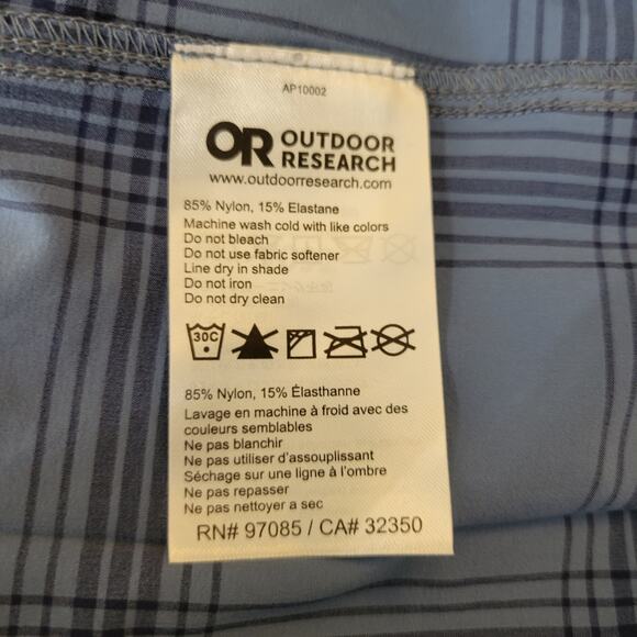 Outdoor Research Astroman Sun Shirt Mens Medium Plaid SS Snap Button Hiking UPF - Picture 7 of 9